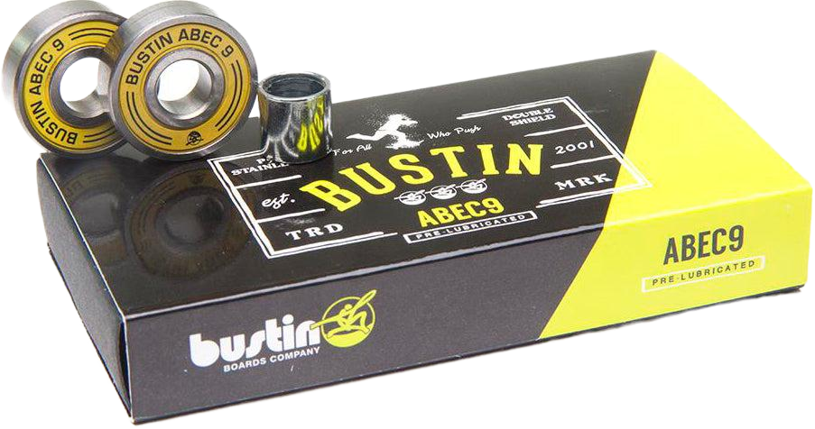 abec 9 fishing reel bearings Bustin Skateboards Abec-9 Speed ABEC 9 Yellow Skateboard Bearings